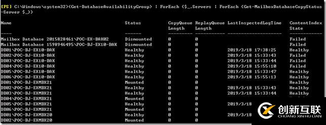 PowerShell查詢所有郵箱數據庫副本復制情況