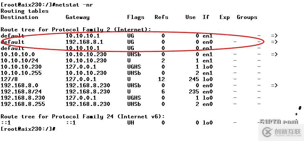 AIX刪除多余的默認網關