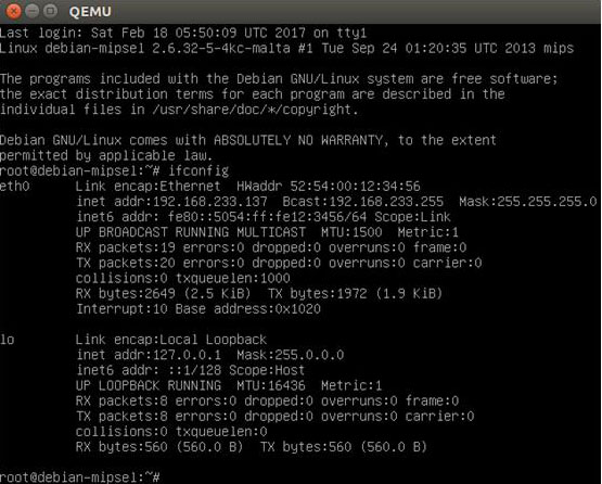 Ubuntu上安裝QEMU模擬MIPSEL運行Debian