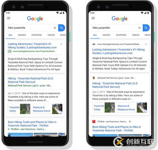 谷歌正在更新其移動搜索設計，以突出顯示網站的名稱和圖標
