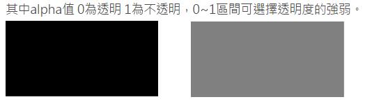 RGBA設定元素顏色 RGBA設定元素顏色